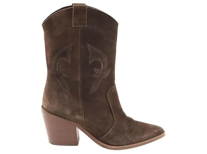 Bash Stivali western in suede marrone
