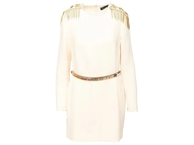 Abito Mini Decorato Versace Bianco sporco