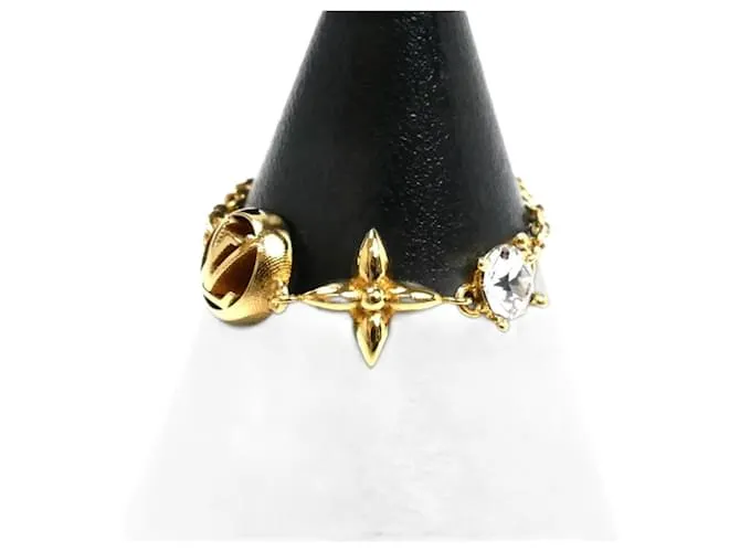 Anello a fascia placcato oro con strass Louis Vuitton