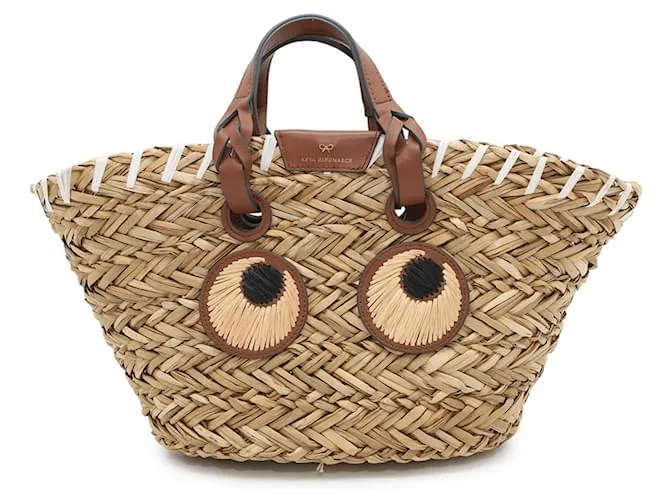 Borsa in rafia Pepper Eyes di Anya Hindmarch Marrone