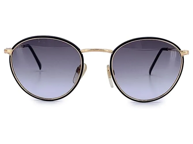 Valentino Garavani Occhiali da sole vintage Valentino rotondi neri e dorati V377 51/20 140mm Nero