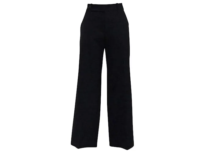 Pantaloni dritti a vita alta Chloé in lana blu navy