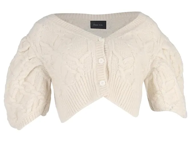 Cardigan corto con maniche a sbuffo in alpaca avorio di Simone Rocha Bianco Crudo