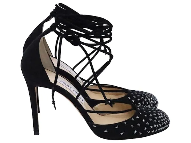 Décolleté Kasey 100mm con stelle in suede nero di Jimmy Choo