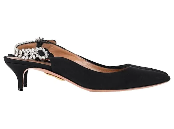Aquazzura Portrait of a Lady Sling Pumps in Admiral in Raso Nero