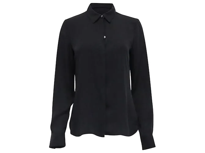 Camicia con bottoni nascosti in seta nera di Theory Nero