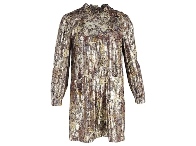 Abito Mini Stampato Chiba in Viscosa Dorata Ba&sh D'oro