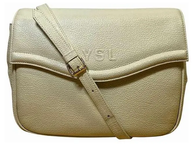 Yves Saint Laurent Borsa a Spalla in Pelle Saint Laurent Bianco