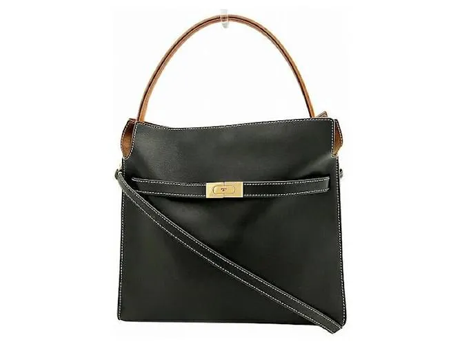 Borsa in pelle 2 in 1 Tory Burch Lee Radziwill Nero