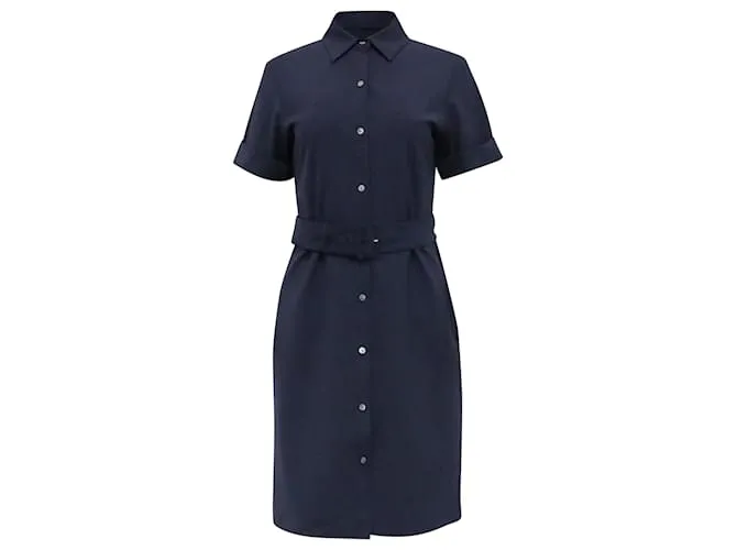 Abito Camicia Cinturato Theory in Lana Blu Navy