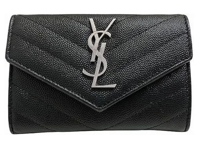 Yves Saint Laurent Portafoglio Piccolo a Busta Cassandra in Pelle Saint Laurent Nero