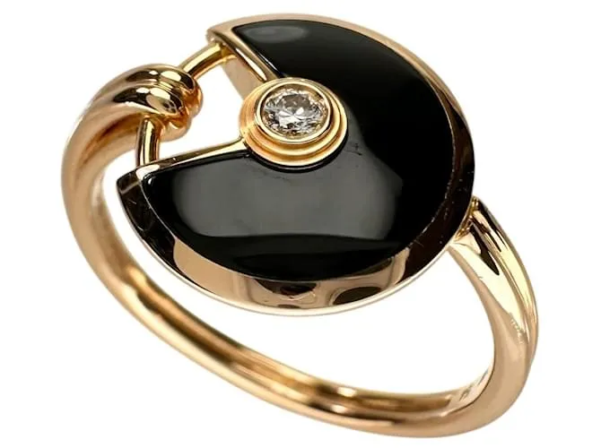 Anello Amulette de Cartier in Oro Rosa Au750 Taglia 13 Nero