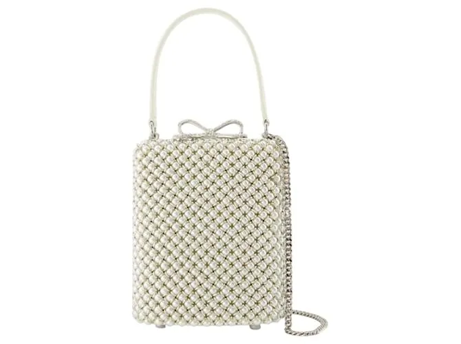 Mini borsa decorata con perle - SELF PORTRAIT - Metallo - Bianco