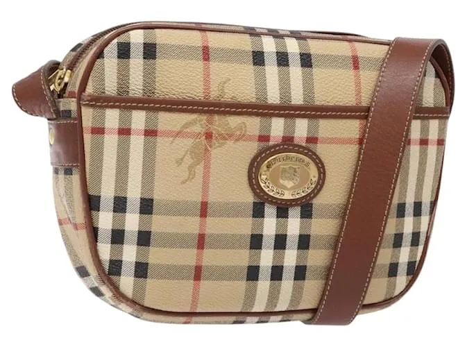 Autre Marque Borsa a Spalla Burberrys Nova Check PVC Beige Oro Auth BA4397 D'oro