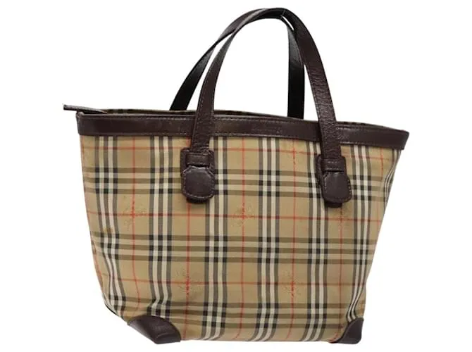 Autre Marque Borsa a mano in tela beige con motivo Nova Check di Burberrys, argento autentico BA4286