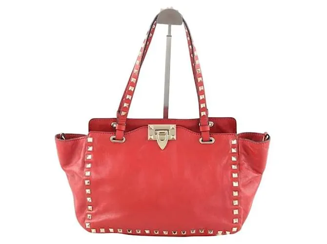Valentino Borsa a tracolla Rockstud in pelle rossa Rosso