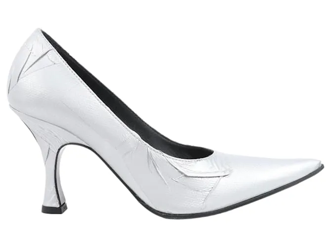 Maison Martin Margiela MAISON MARGIELA MM6 Décolleté in pelle laminata argento di 9 cm, taglia 37 EU