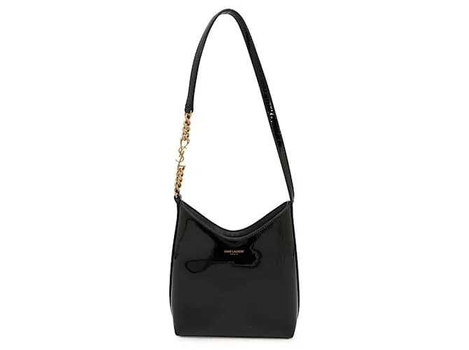Borsa hobo in pelle verniciata Yves Saint Laurent Nero