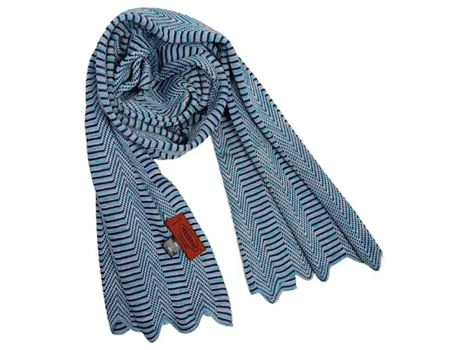 Missoni vintage sciarpa in cotone e viscosa Blu