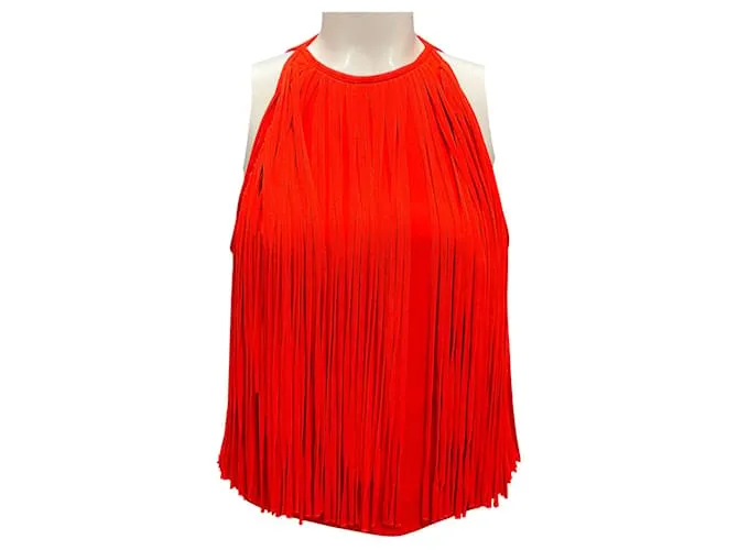 Top Halter con Dettaglio Frange Arancione David Koma