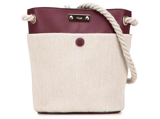 Borsa a secchiello in tela marrone Chloé Small Key Bordò