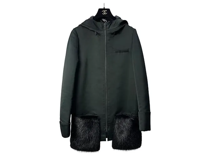 Cappotto in pelliccia di poliestere con tasche Vera Wang Pre-Autunno 2014 Taglia 40 Multicolore