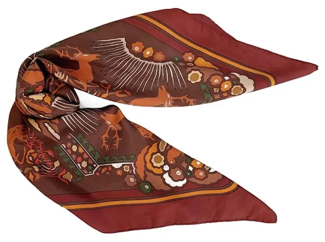 Hermès Tally–Ho carré vintage 1975 Marrone