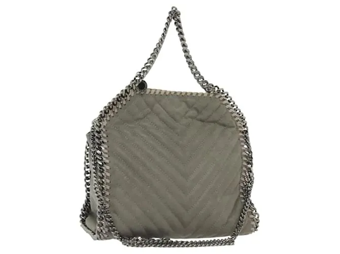 Autre Marque Borsa a mano Falabella Chain in suede 2 in 1 grigio argento di Stella McCartney Auth BA4688 Marrone