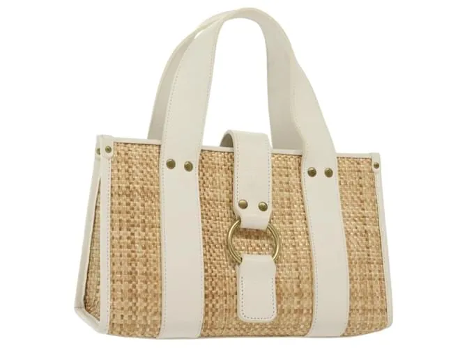 Chloé Borsa a Mano Chloe in Paglia Pelle Beige Oro Auth BA4824 D'oro