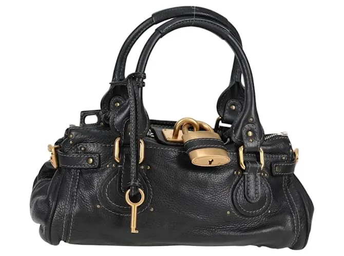 Chloé Borsa a mano Chloe Paddington in pelle nera oro argento Auth 134960V Nero D'oro
