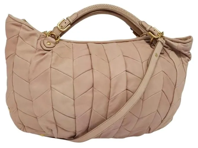 Borsa Tote Miu Miu in pelle 2 in 1 rosa oro Auth 137469 D'oro