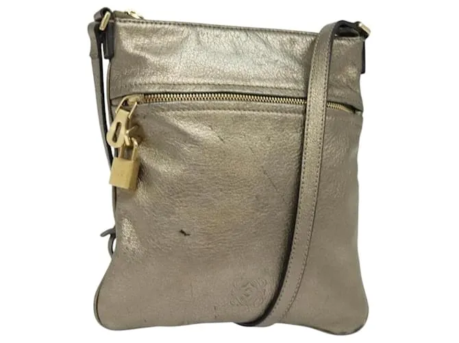 LOEWE Borsa a Spalla Anagram in Pelle Dorata Auth bs28517 D'oro