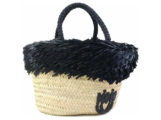 Borsa in paglia nera Miu Miu Nero