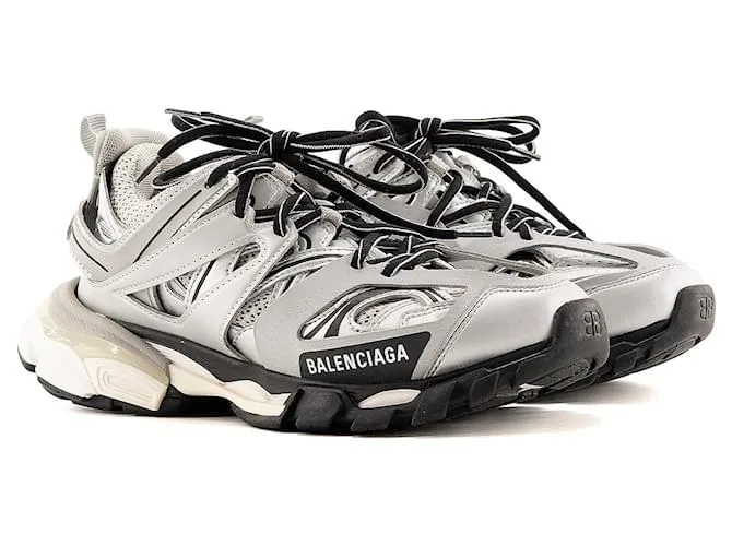 BALENCIAGA - Sneakers Track Balenciaga in pelle argentata (T37) Argento