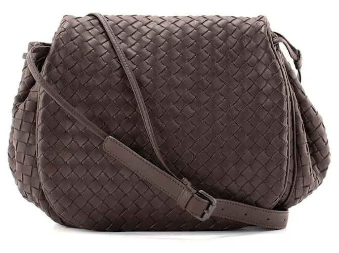 BOTTEGA VENETA - Borsa a tracolla Bottega Veneta in pelle intrecciato marrone vintage