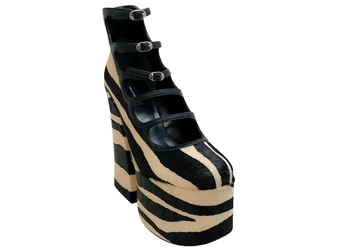 Décolleté Kiki in pelle zebra nera e bianca di Marc Jacobs Nero