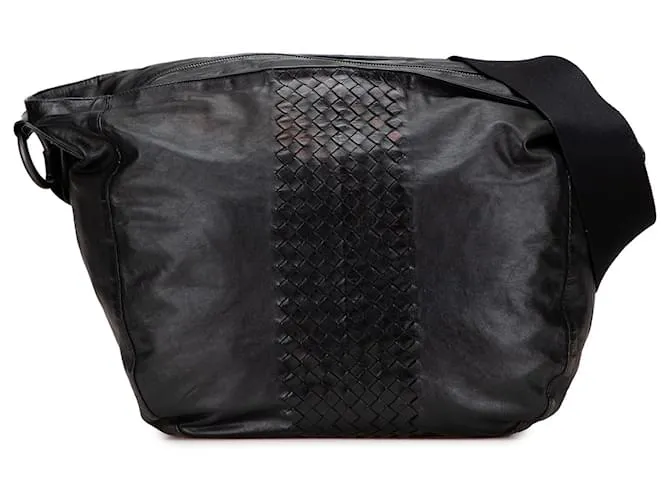 Bottega Veneta Crossbody in nappa nera con rifiniture Intrecciato Nero
