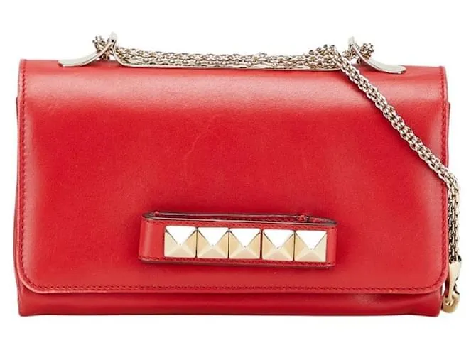 Borsa a Spalla Valentino con Borchie Rosso
