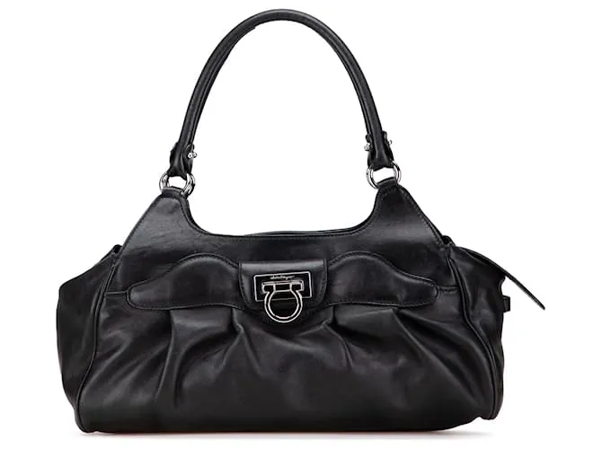Salvatore Ferragamo Borsa a Spalla Gancini in Pelle Nera Ferragamo Nero