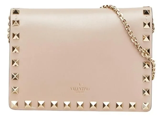 Borsa a Spalla Valentino Rockstud Chain Wallet Grigio