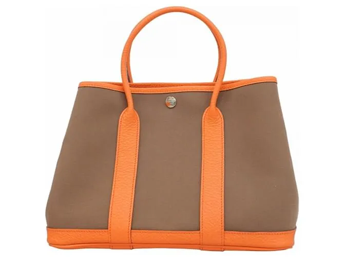 Borsa Tote Toile Officier Garden TPM di Hermès Arancione Cachi