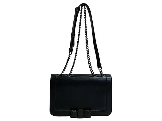 Borsa a spalla con catena Vara Ribbon AU-21 G877 di Salvatore Ferragamo Nero