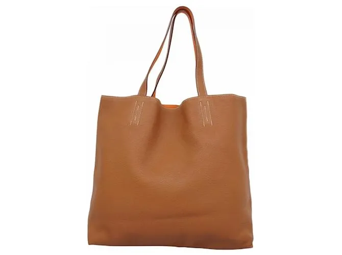 Borsa tote Hermès Double Sens 45 D'oro Arancione