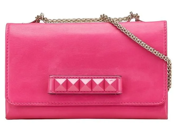 Borsa a Spalla Valentino Rockstud Chain Rosa