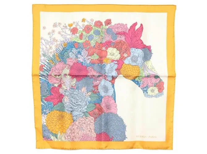 Hermès Foulard HERMES Carre 45 ""ROBE LEGERE"" in seta arancione Auth am8904