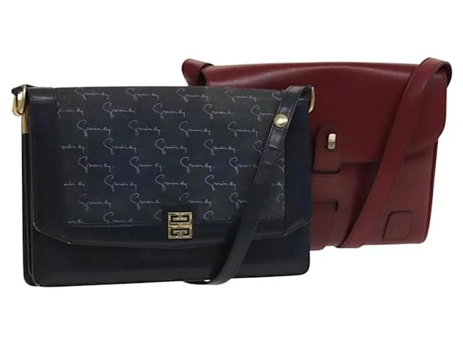 Givenchy Borsa a Spalla Barry in Pelle 2Set Navy Bordeaux Auth ar13745 Bordò Blu navy