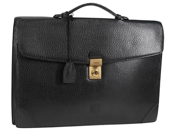 LOEWE Borsa da Ufficio Anagramma Pelle Nera Oro Auth bs28298 Nero D'oro