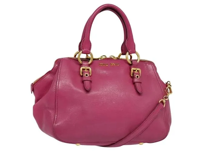 Borsa a mano Miu Miu in pelle 2 in 1 rosa oro Auth bs28490 D'oro