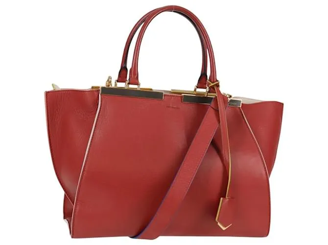 FENDI Trois Jules Borsa a Mano in Pelle 2in1 Marrone Oro Auth 136196V D'oro