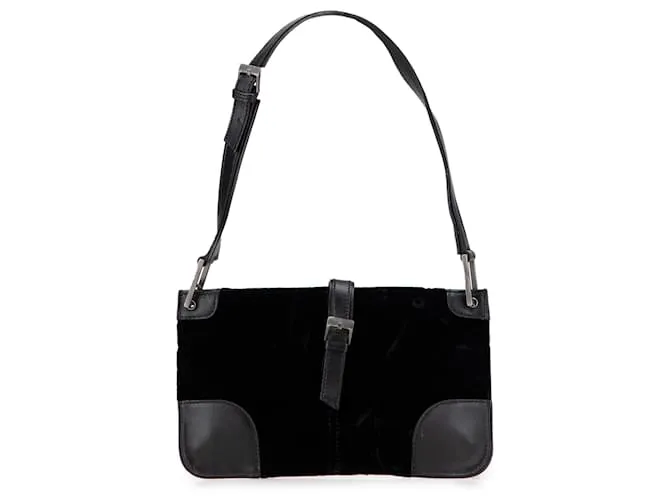 Borsa a spalla in velluto nero Yves Saint Laurent